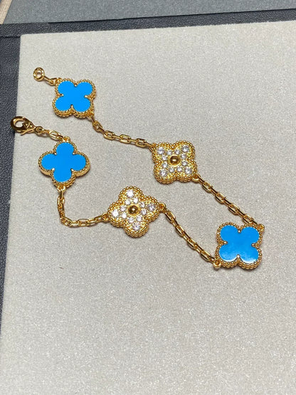 [Liorra] CLOVER 5 MOTIF BLUE AGATE BRACELET COLLECTION