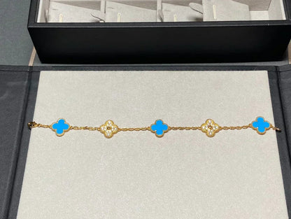 [Liorra] CLOVER 5 MOTIF BLUE AGATE BRACELET COLLECTION