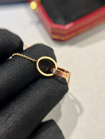[Liorra]LOVE NECKLACE DOUBLE RING PINK GOLD