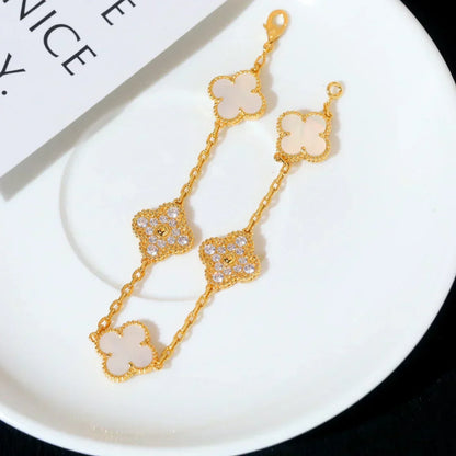 [Liorra]CLOVER WHITE PEARL MOP 5 MOTIF BRACELET COLLECTION