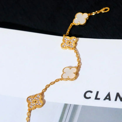 [Liorra]CLOVER WHITE PEARL MOP 5 MOTIF BRACELET COLLECTION