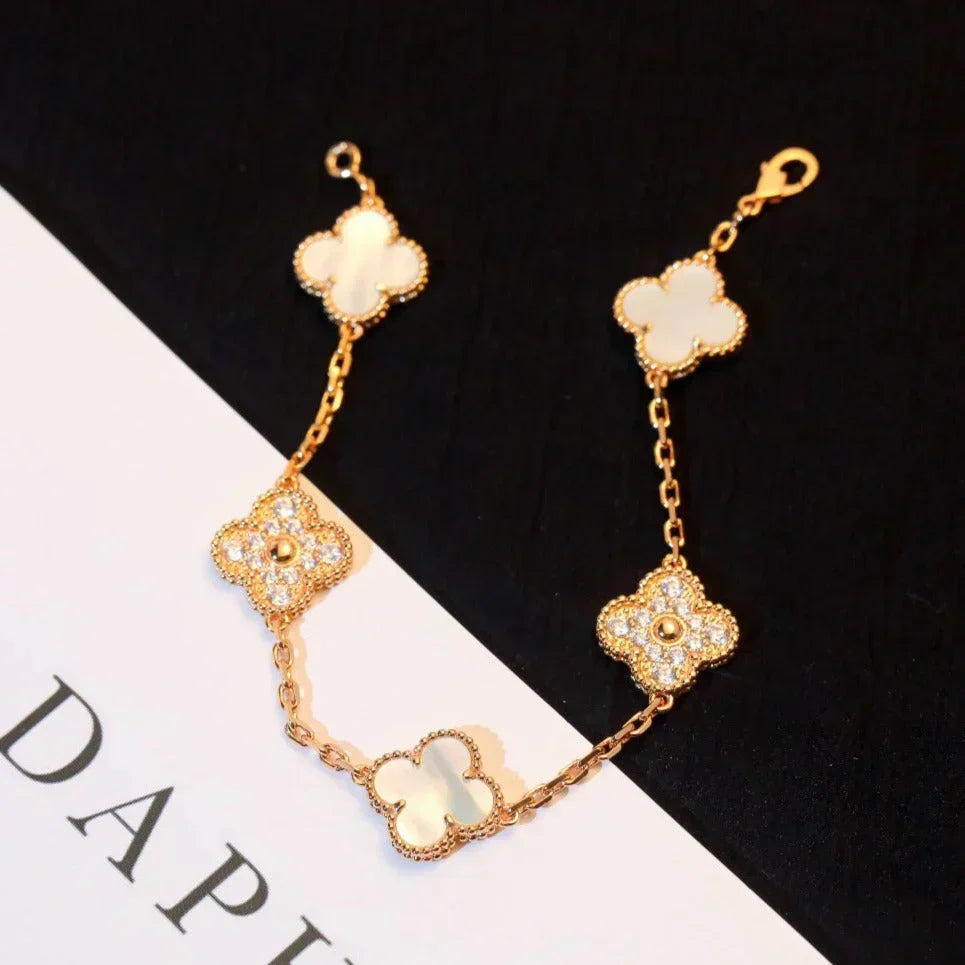 [Liorra]CLOVER WHITE PEARL MOP 5 MOTIF BRACELET COLLECTION