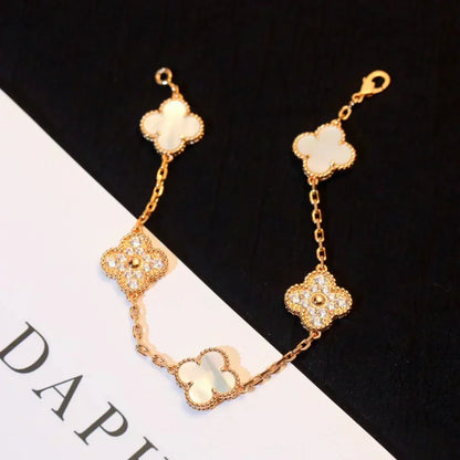[Liorra]CLOVER WHITE PEARL MOP 5 MOTIF BRACELET COLLECTION