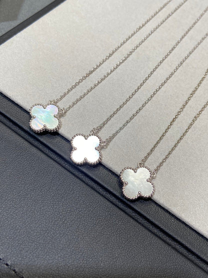 [Liorra]CLOVER MEDIUM SILVER WHITE MOP NECKLACE