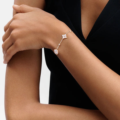 [Liorra]STAR AND SUN 4 MOTIF WHITE MOP PINK GOLD BRACELET
