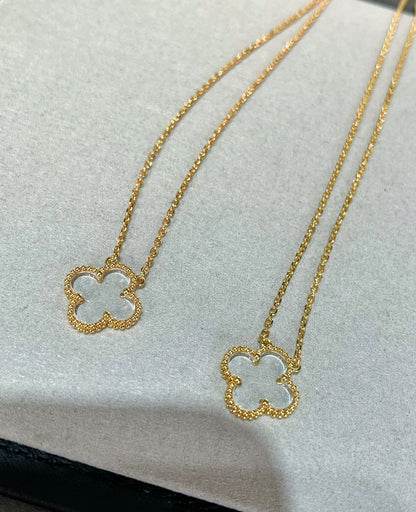 [Liorra]CLOVER ROCK CRYSTAL Liorra GOLD NECKLACE