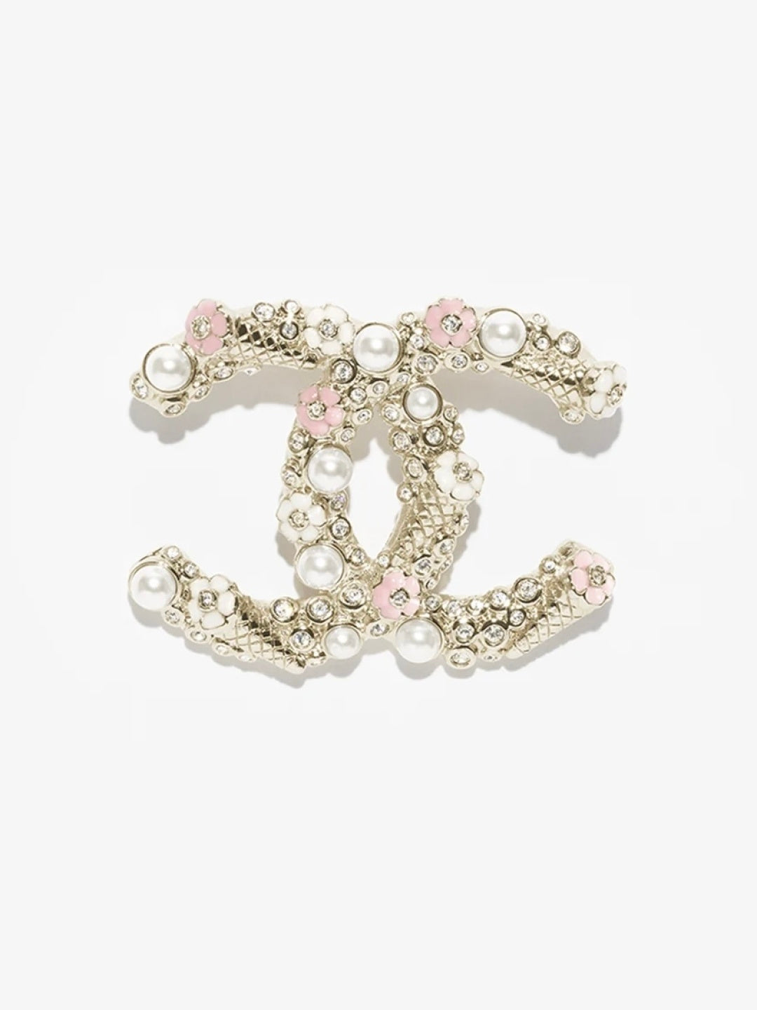 [Liorra]26C Pink-White Enamel Ice Cream Cone Double C Brooch