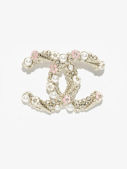[Liorra]26C Pink-White Enamel Ice Cream Cone Double C Brooch
