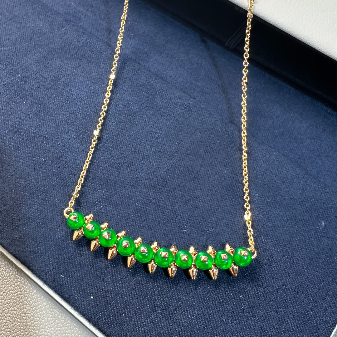 [Liorra]New Arrival: Green Bead Rivet Necklace