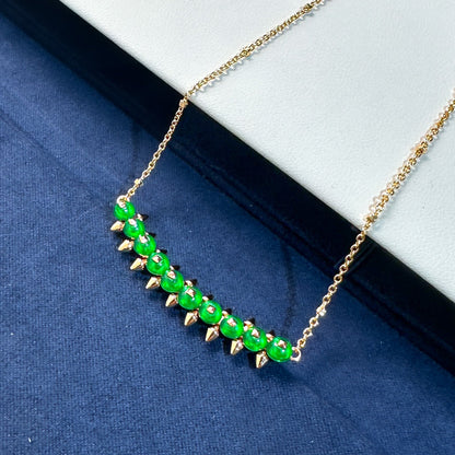 [Liorra]New Arrival: Green Bead Rivet Necklace