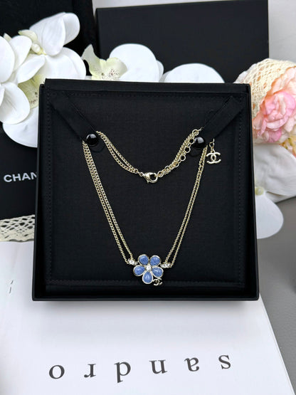 [Liorra]New Blue Floral Double-Layer Necklace