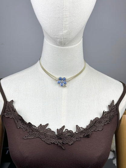 [Liorra]New Blue Floral Double-Layer Necklace