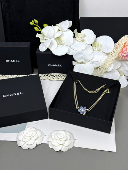 [Liorra]New Blue Floral Double-Layer Necklace