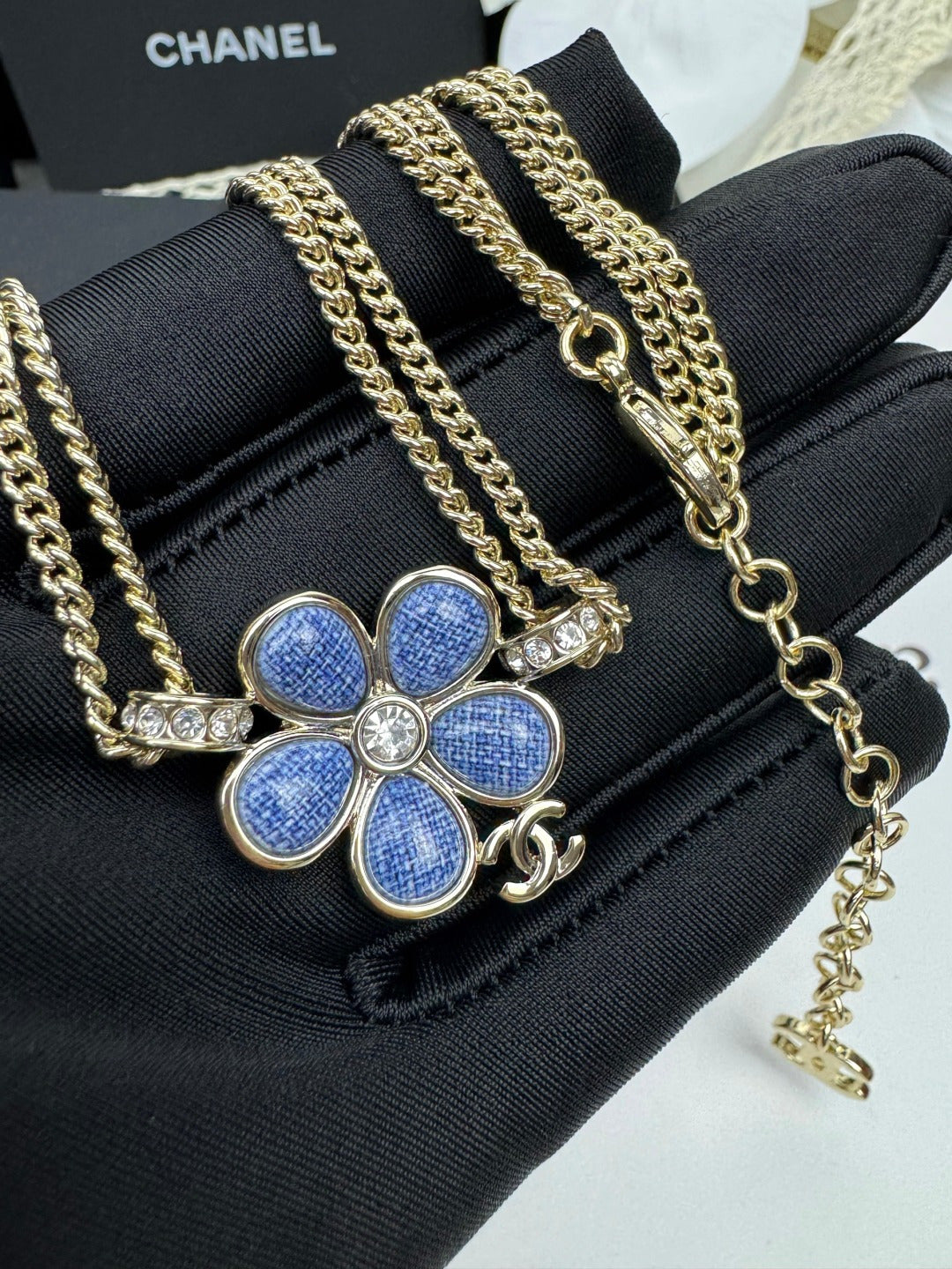 [Liorra]New Blue Floral Double-Layer Necklace