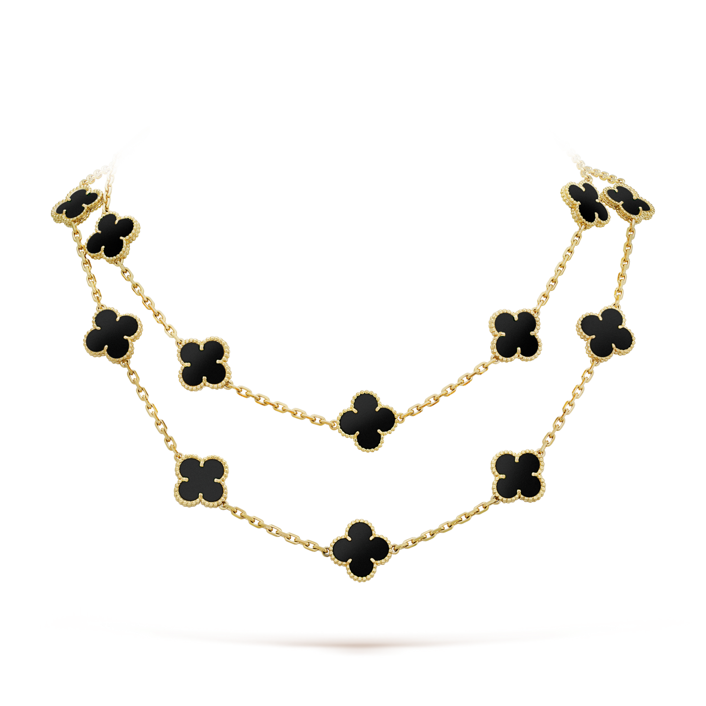 [Liorra]CLOVER 20 MOTIFS ONYX NECKLACE