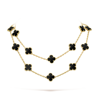 [Liorra]CLOVER 20 MOTIFS ONYX NECKLACE