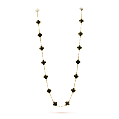 [Liorra]CLOVER 20 MOTIFS ONYX NECKLACE