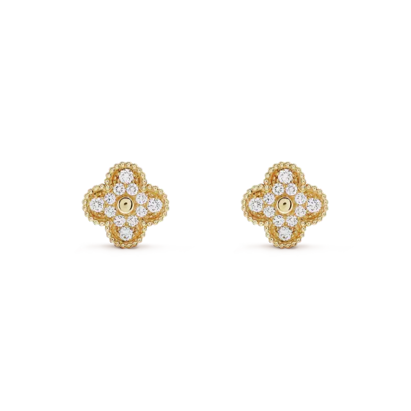 [Liorra]CLOVER MEDIUM 1 MOTIFS FUll DIAMOND EARRINGS