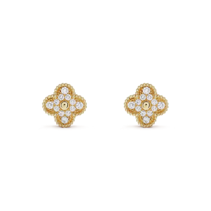 [Liorra]CLOVER MEDIUM 1 MOTIFS FUll DIAMOND EARRINGS
