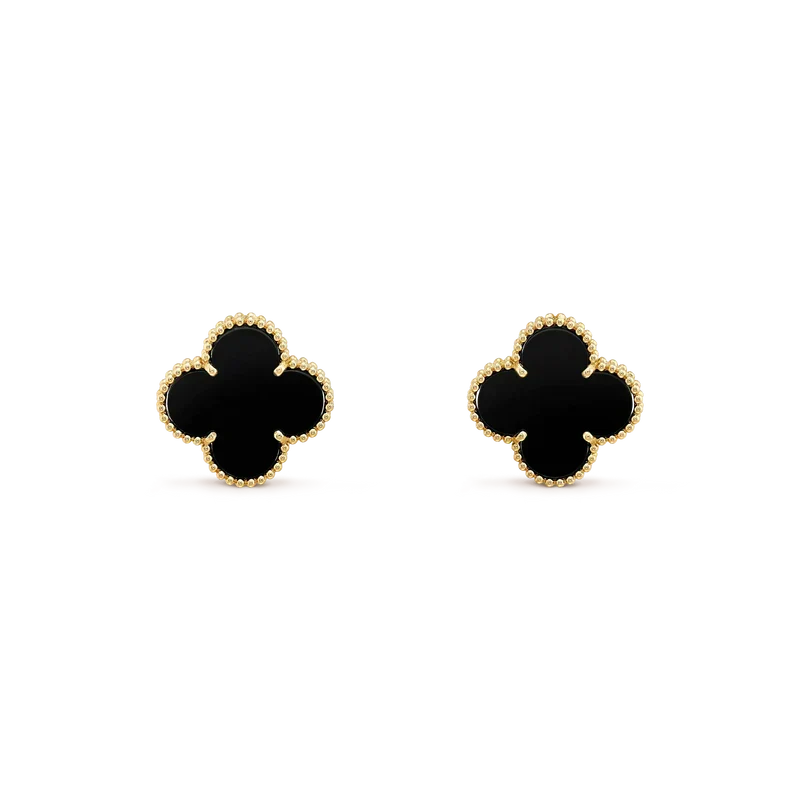[Liorra]CLOVER MEDIUM 1 MOTIFS  ONYX STUD EARRINGS