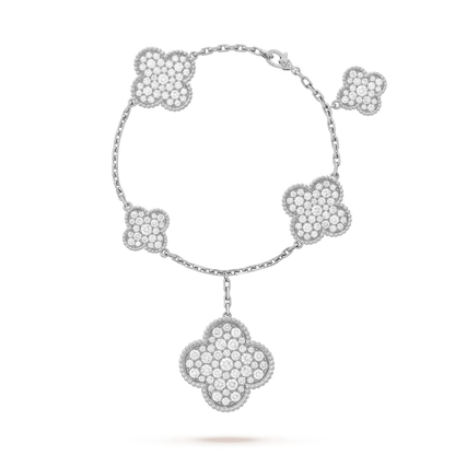 [Liorra]CLOVER 6 MOTIFS SILVER DIAMOND BRACELET