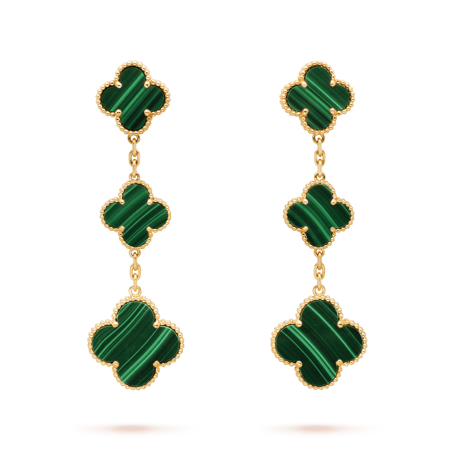 [Liorra]CLOVER MALACHITE 3 MOTIFS GOLD
