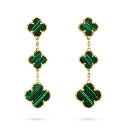 [Liorra]CLOVER MALACHITE 3 MOTIFS GOLD