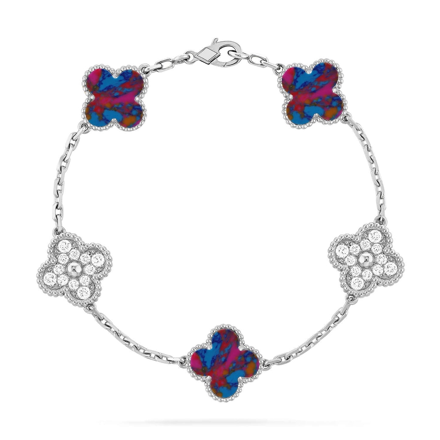 [Liorra]CLOVER 5 MOTIF COLOR GEMSTONES BRACELET COLLECTION