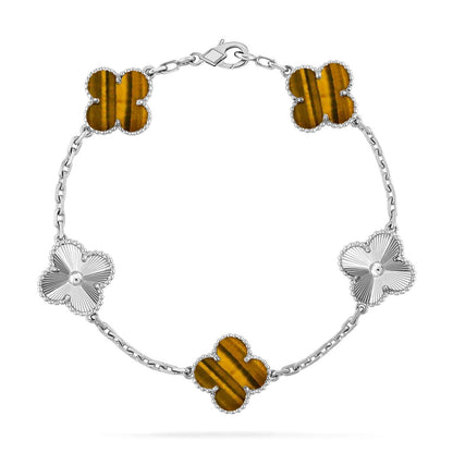 [Liorra] CLOVER 5 MOTIFS TIGER EYE BRACELET COLLECTION