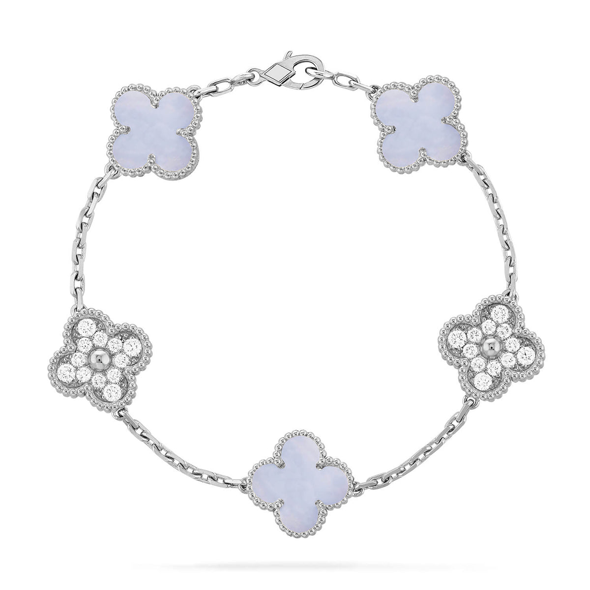 [Liorra] CLOVER 5 MOTIF PURPLE CHALCEDONY BRACELET COLLECTION