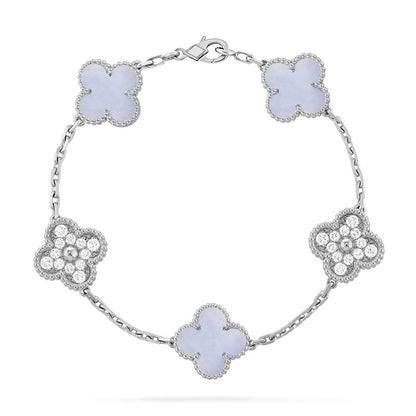 [Liorra] CLOVER 5 MOTIF PURPLE CHALCEDONY BRACELET COLLECTION