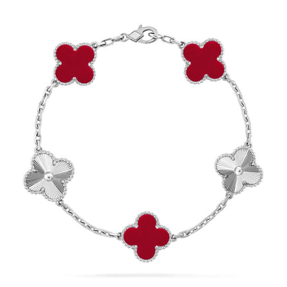 [Liorra] CLOVER 5 MOTIF RED CORNELIAN BRACELET COLLECTION