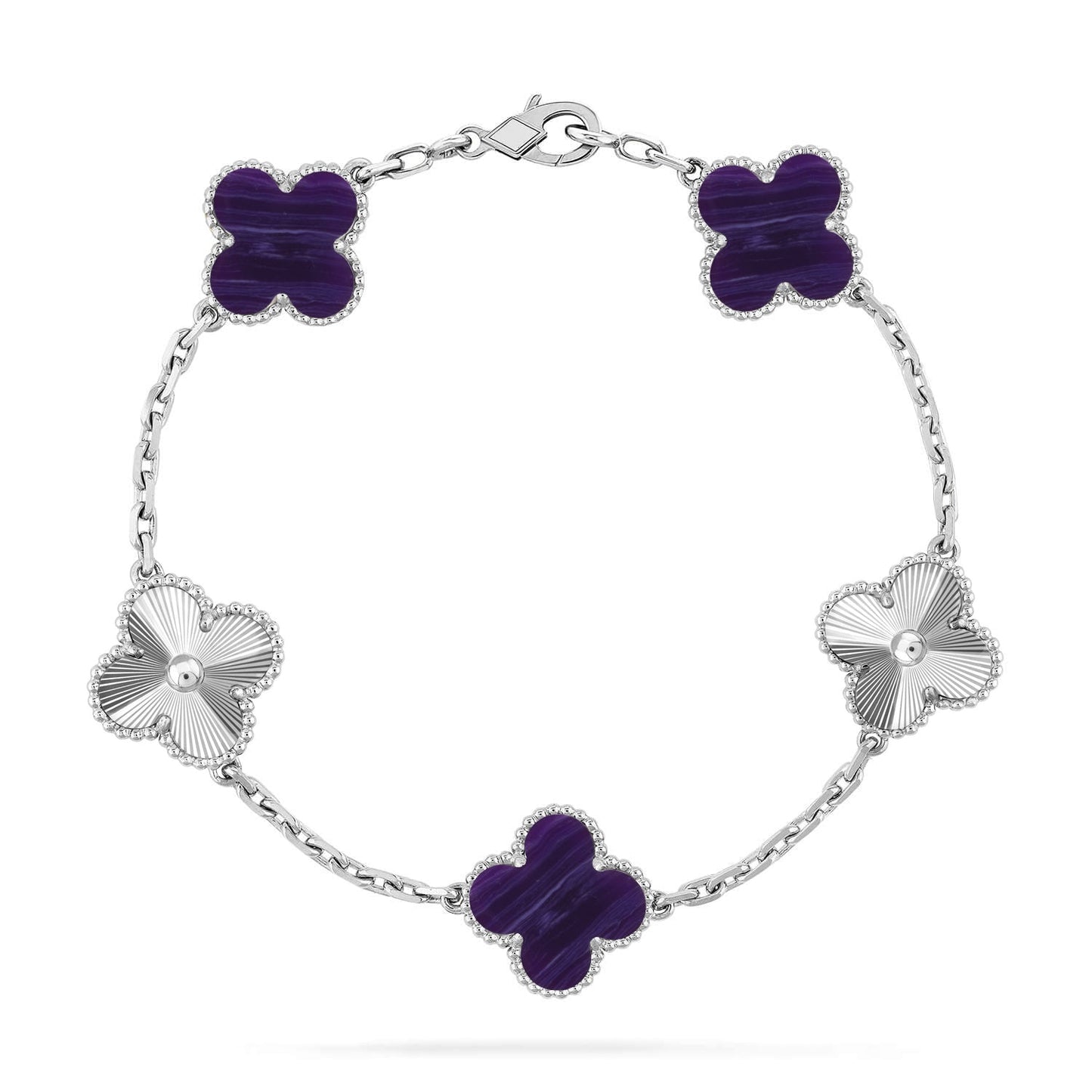 [Liorra]CLOVER 5 MOTIF PURPLE STRIPES BRACELET COLLECTION