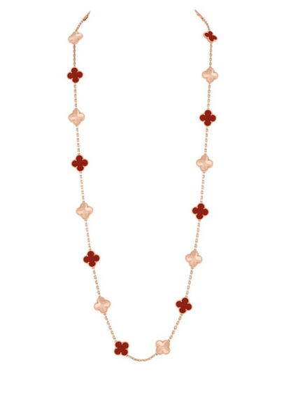 [Liorra]CLOVER 20 MOTIFS LASER CARNELIAN NECKLACE