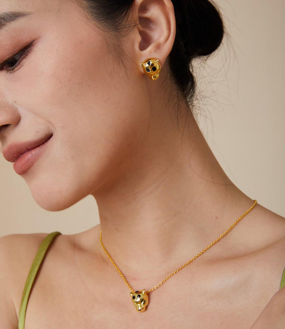 [?Liorra]CHRRTAH-PRINT STUD EARRINGS, THREE COLORS