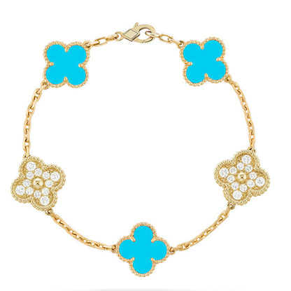 [Liorra] CLOVER 5 MOTIF TURQUOISE BRACELET COLLECTION