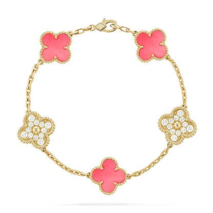 [Liorra] CLOVER 5 MOTIFS  PINK MOP BRACELET COLLECTION
