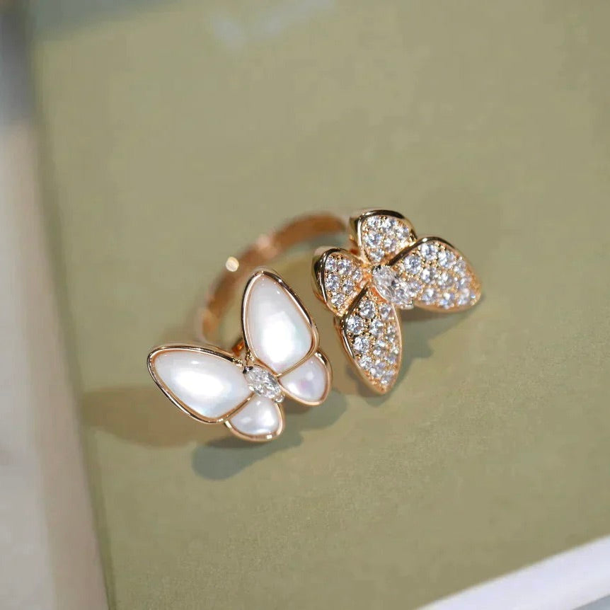 [Liorra]TWIN BUTTERFLY DIAMOND MOP RING