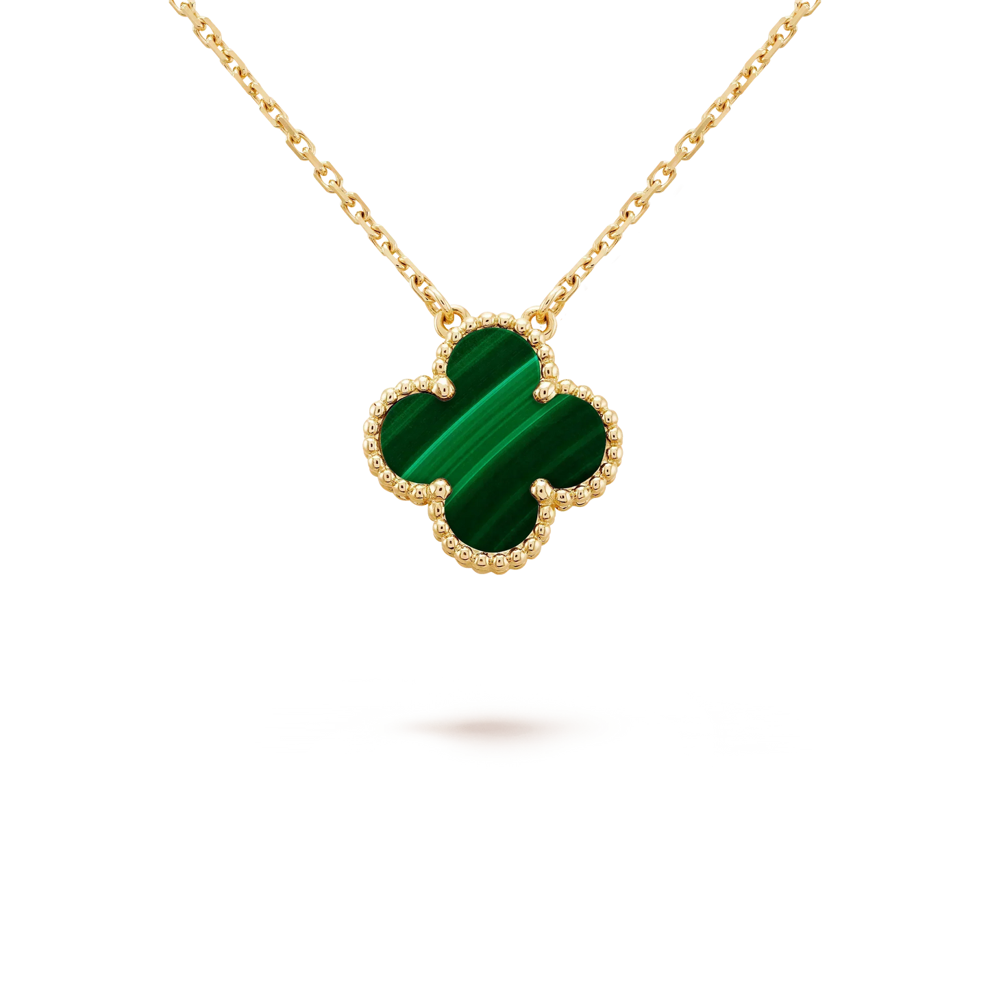 [Liorra]CLOVER 15MM MALACHITE SINGLE FLOWER  NECKLACE