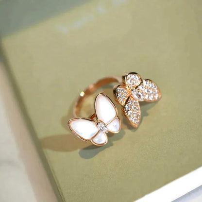 [Liorra]TWIN BUTTERFLY DIAMOND MOP RING