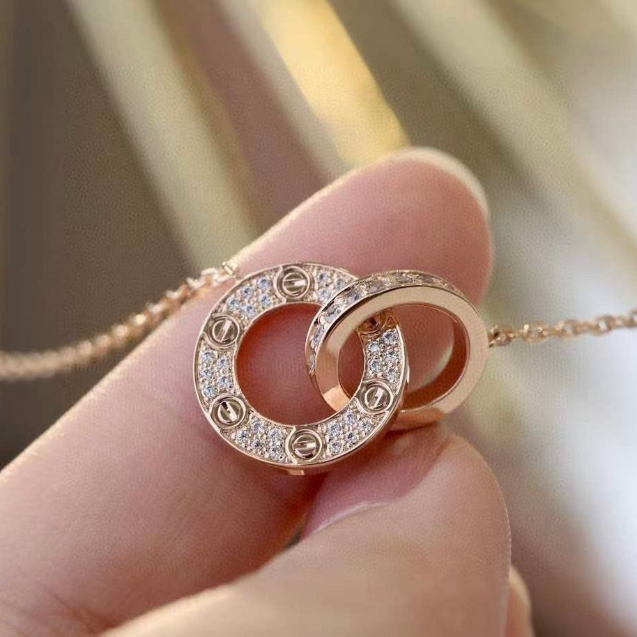 [Liorra]LOVE 7.6MM NECKLACE Liorra GOLD AND SILVER  FULL DIAMOND