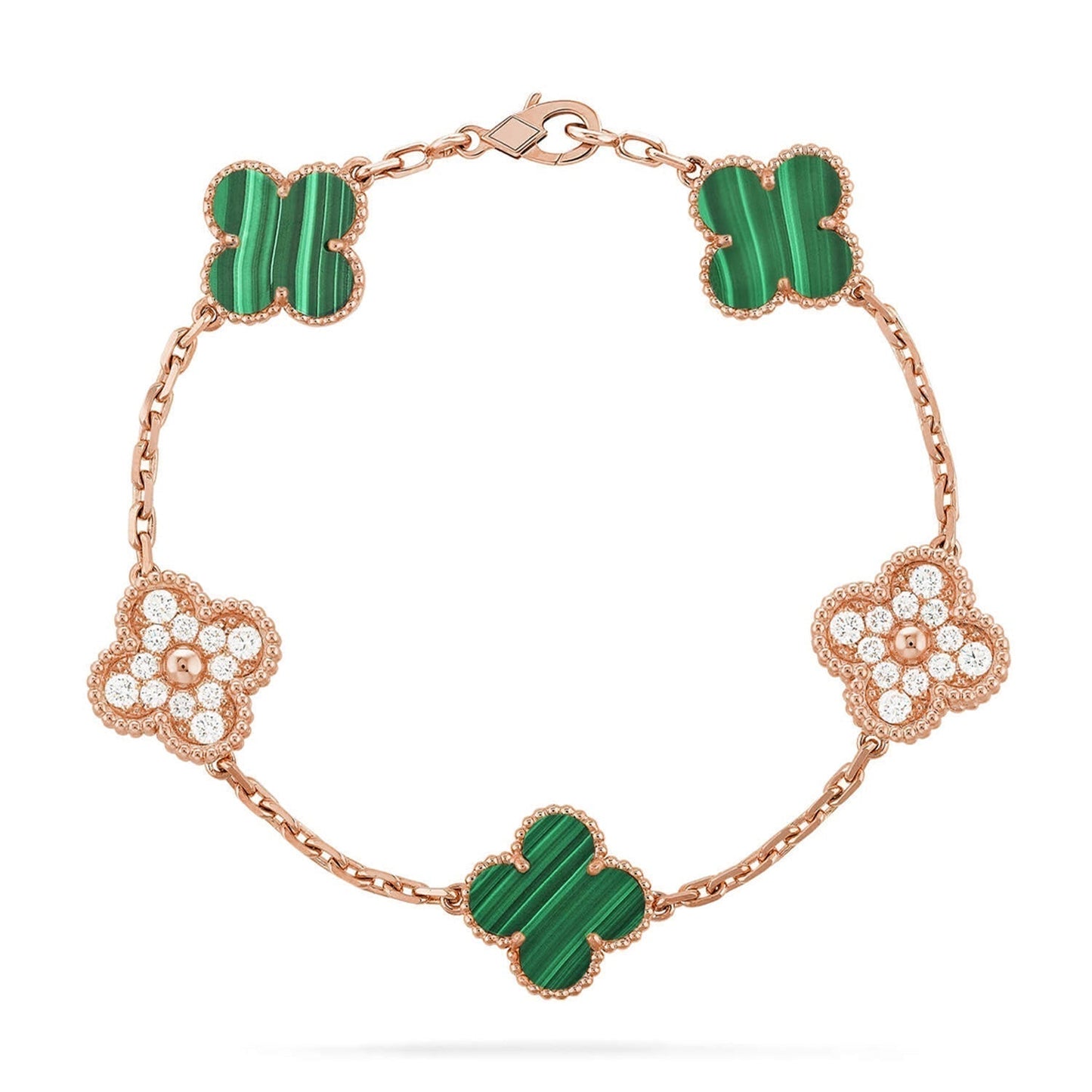 [Liorra] CLOVER 5 MOTIF MALACHITE BRACELET COLLECTION