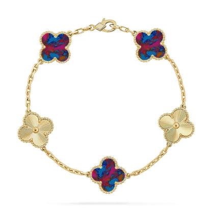 [Liorra]CLOVER 5 MOTIF COLOR GEMSTONES BRACELET COLLECTION