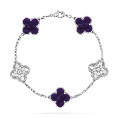 [Liorra]CLOVER 5 MOTIF PURPLE STRIPES BRACELET COLLECTION