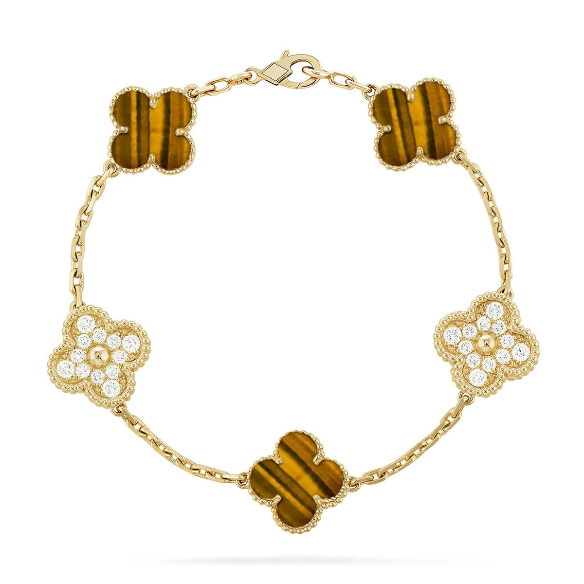 [Liorra] CLOVER 5 MOTIFS TIGER EYE BRACELET COLLECTION