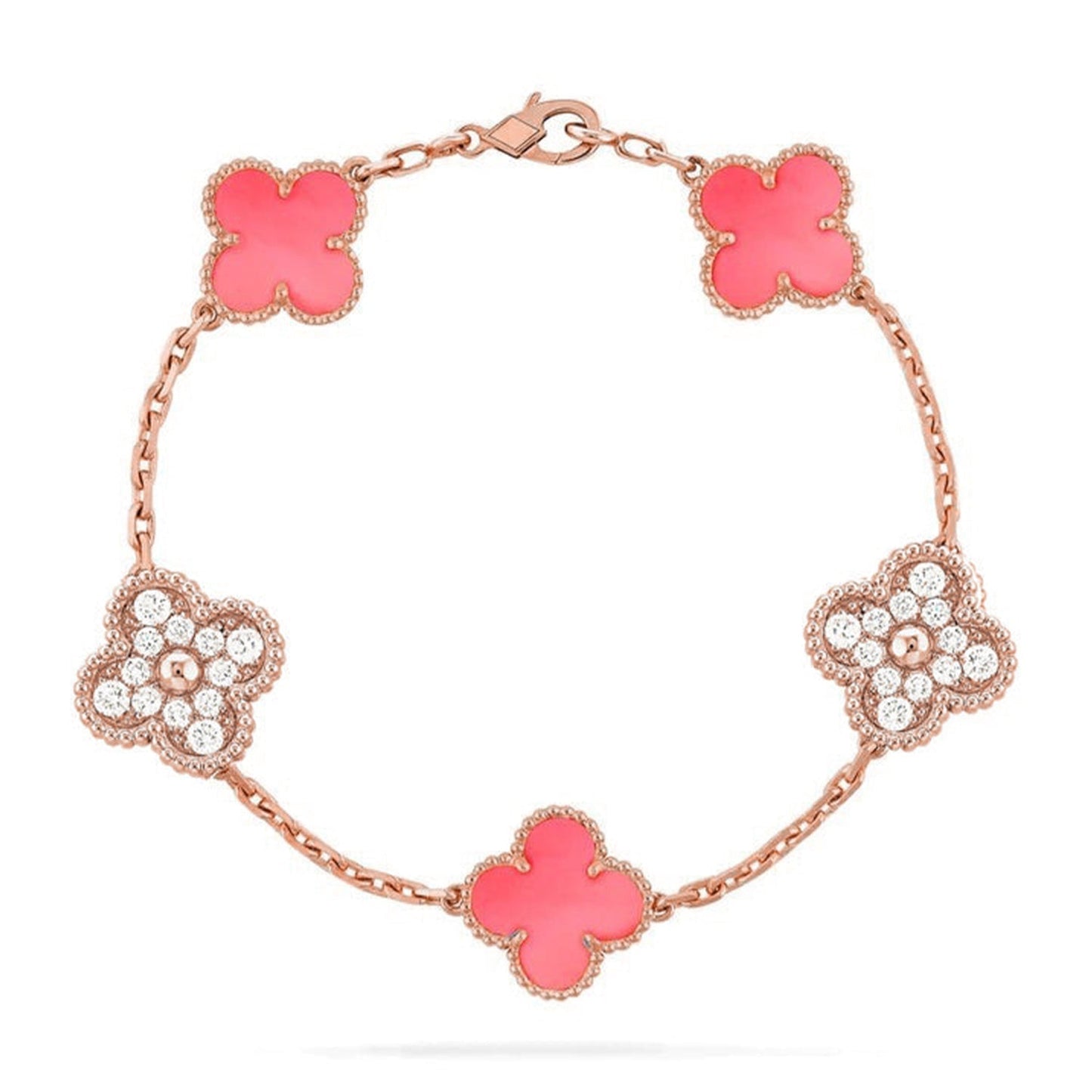 [Liorra] CLOVER 5 MOTIFS  PINK MOP BRACELET COLLECTION