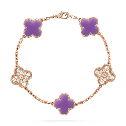 [Liorra]CLOVER 5 MOTIF LIGHT PURPLE BRACELET COLLECTION