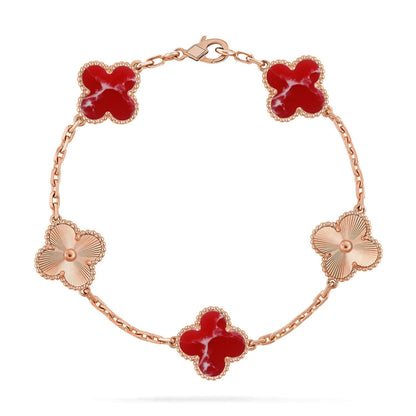 [Liorra]CLOVER 5 MOTIF RED PATTERN BRACELET COLLECTION