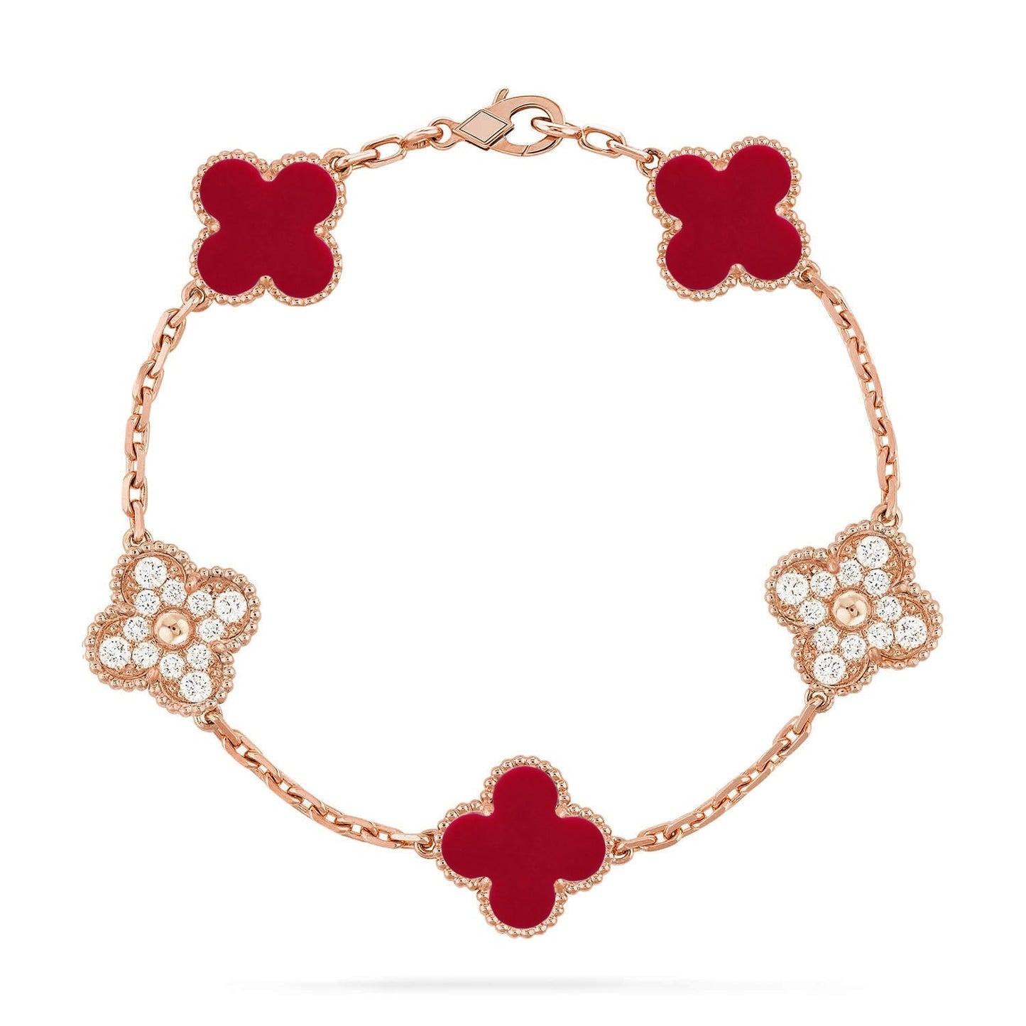 [Liorra] CLOVER 5 MOTIF RED CORNELIAN BRACELET COLLECTION