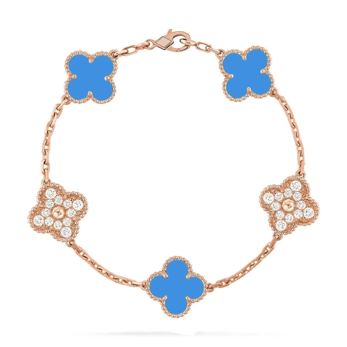 [Liorra] CLOVER 5 MOTIF BLUE AGATE BRACELET COLLECTION